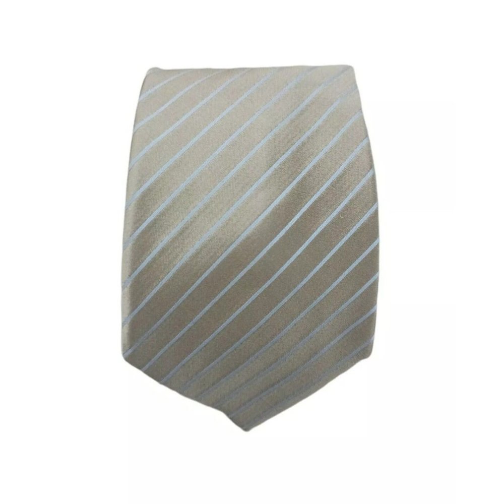 DONALD J TRUMP Beige Striped Silk Tie Handmade 60"/ 4" EC
